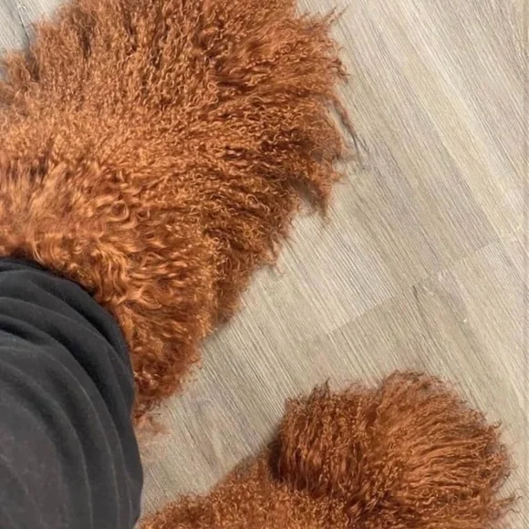Caramel Shaggy Real Fur Boots - Picture 3 of 4